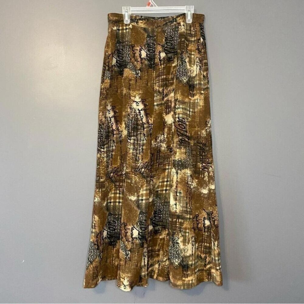Whimsigoth Midi Skirt 90s Abstract Script Print Moody Eclectic - Picture 7 of 13
